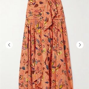 Ulla Johnson Georgina ruffled printed silk crepe de chine maxi skirt Size 8